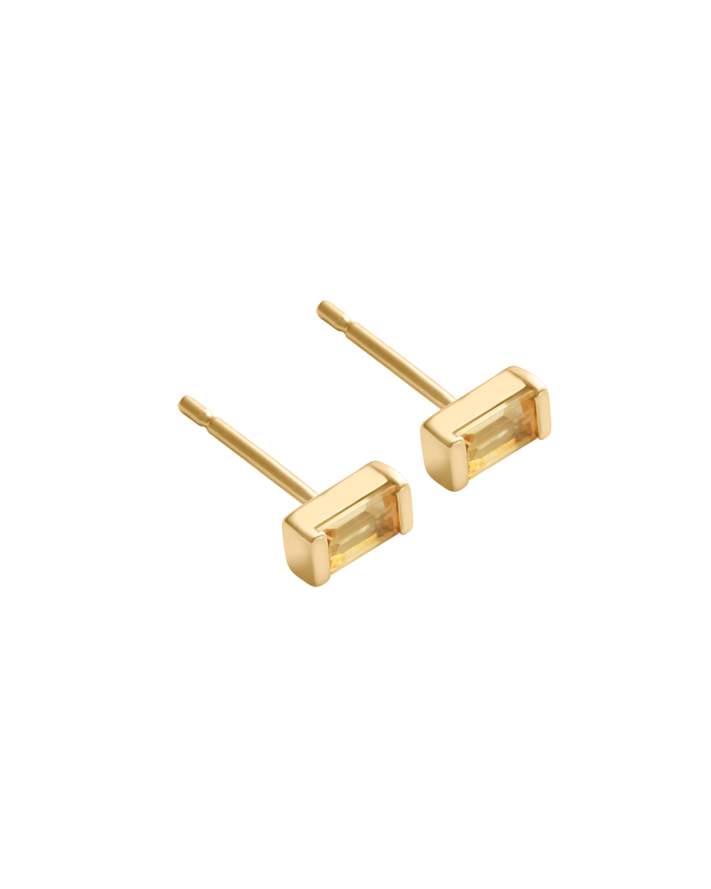 BAGUETTE BIRTHSTONE STUDS (18K GOLD PLATED)