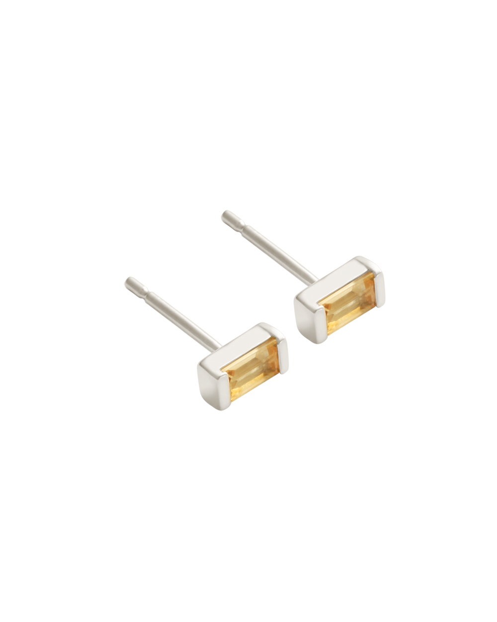 BAGUETTE BIRTHSTONE STUDS (STERLING SILVER)
