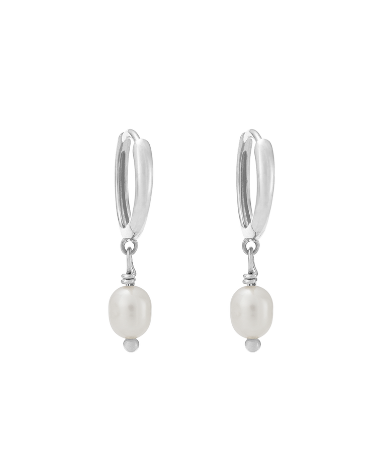 CLASSIC PEARL HOOPS (STERLING SILVER) IMAGE 1