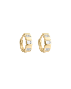 ELYSIUM BAGUETTE SAPPHIRE HOOPS (9K GOLD) IMAGE 1