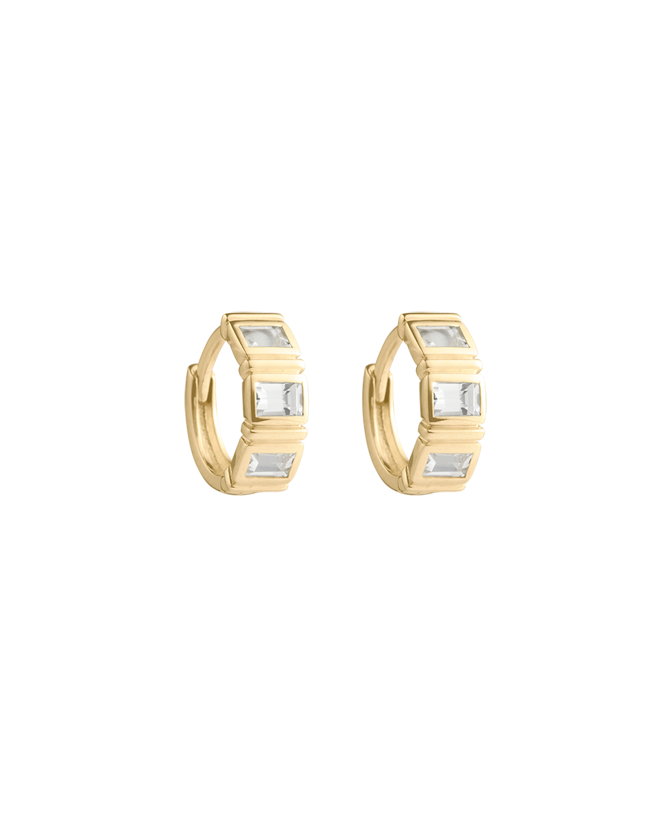 ELYSIUM BAGUETTE SAPPHIRE HOOPS (9K GOLD) IMAGE 1