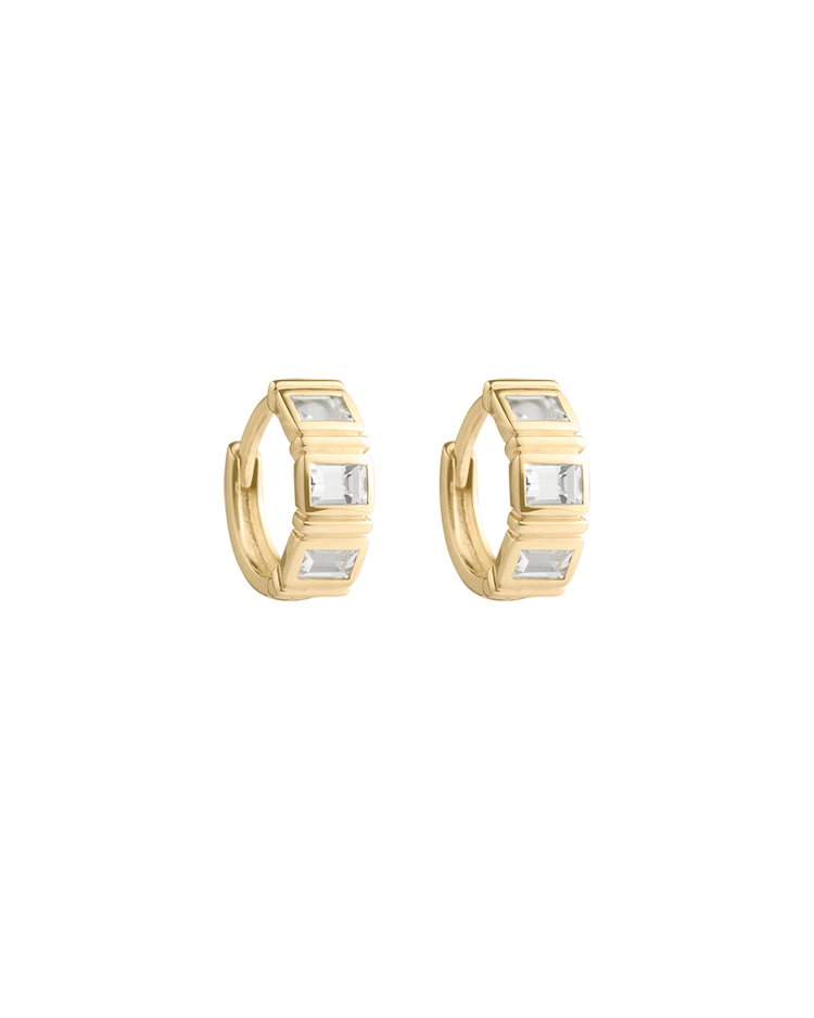 ELYSIUM BAGUETTE SAPPHIRE HOOPS (9K GOLD) IMAGE 1