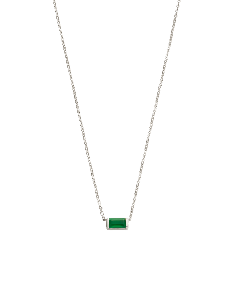 BAGUETTE BIRTHSTONE NECKLACE (STERLING SILVER) MAY