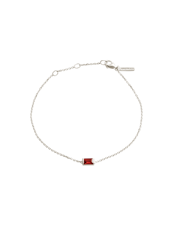 BAGUETTE BIRTHSTONE BRACELET (STERLING SILVER) JANUARY