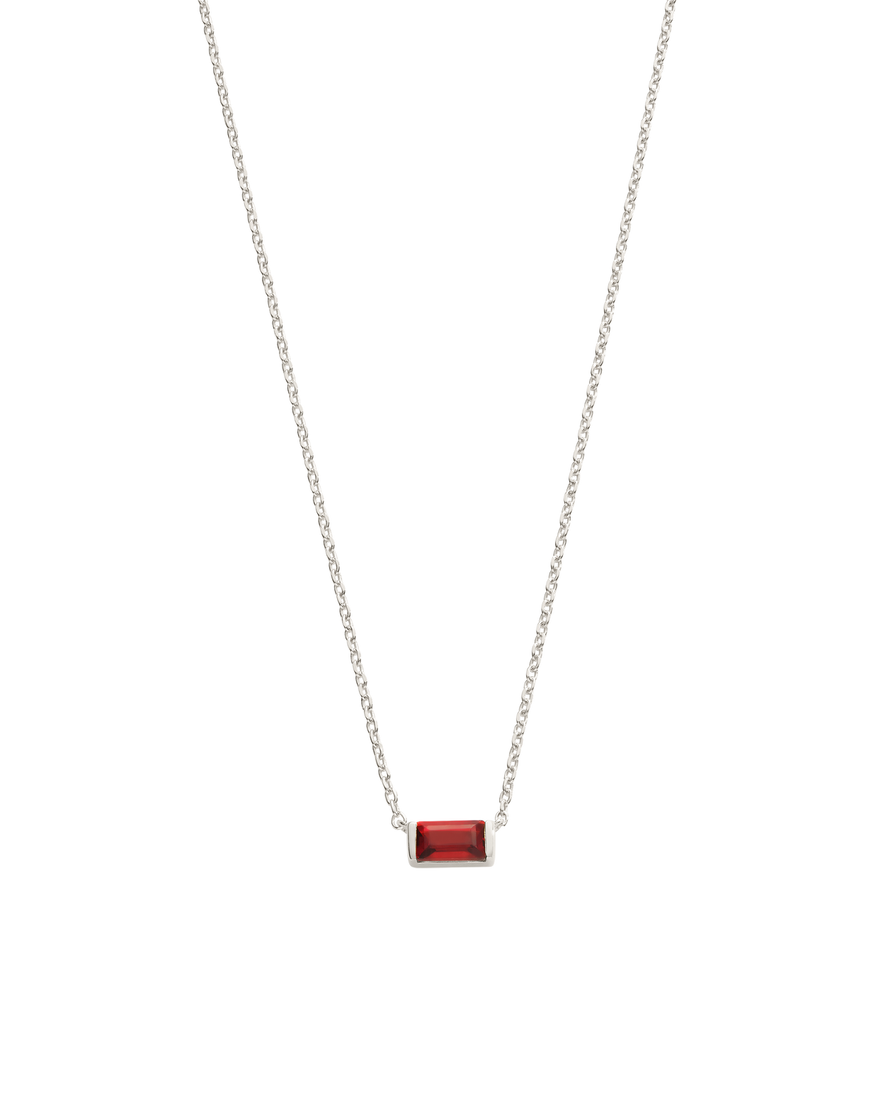 BAGUETTE BIRTHSTONE NECKLACE (STERLING SILVER) JANAURY