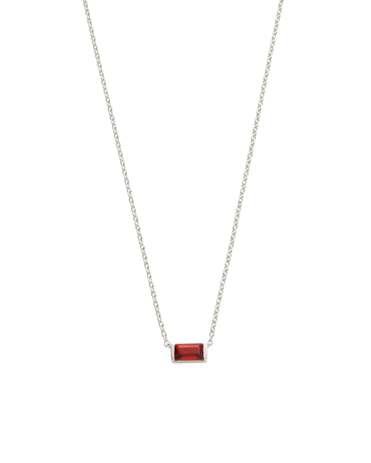 BAGUETTE BIRTHSTONE NECKLACE (STERLING SILVER) JANAURY