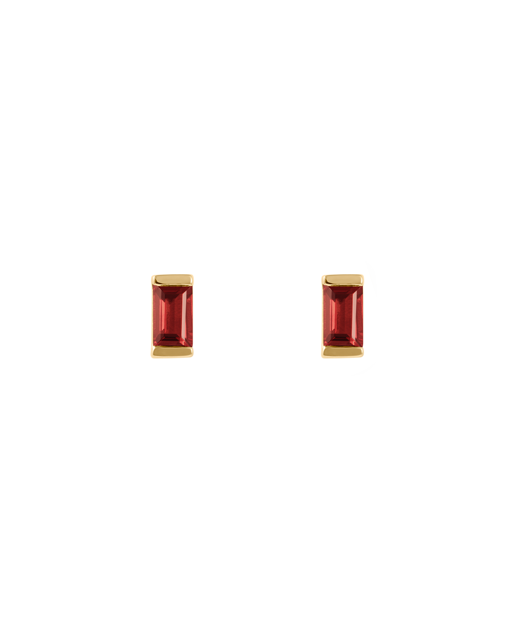 BAGUETTE BIRTHSTONE STUDS (18K GOLD PLATED)