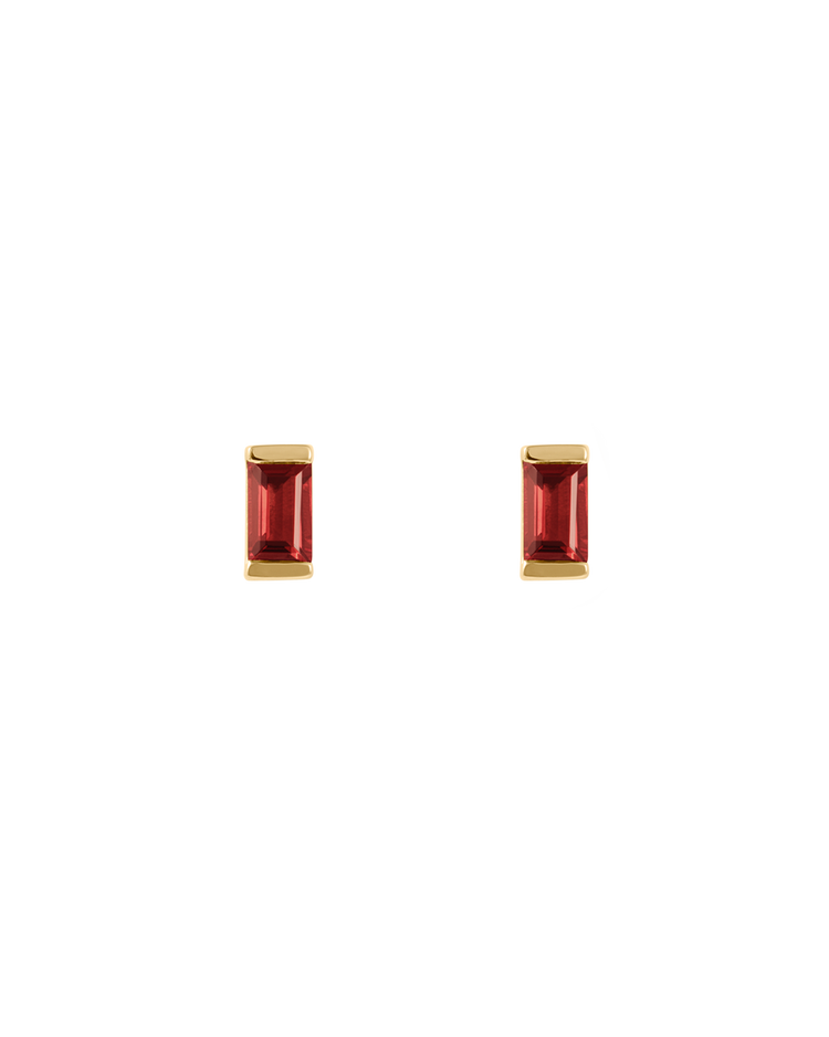 BAGUETTE BIRTHSTONE STUDS | GARNET | JANUARY