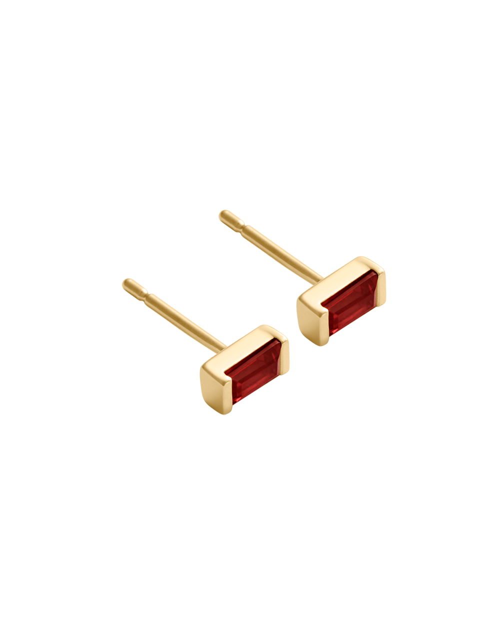 BAGUETTE BIRTHSTONE STUDS (18K GOLD PLATED)