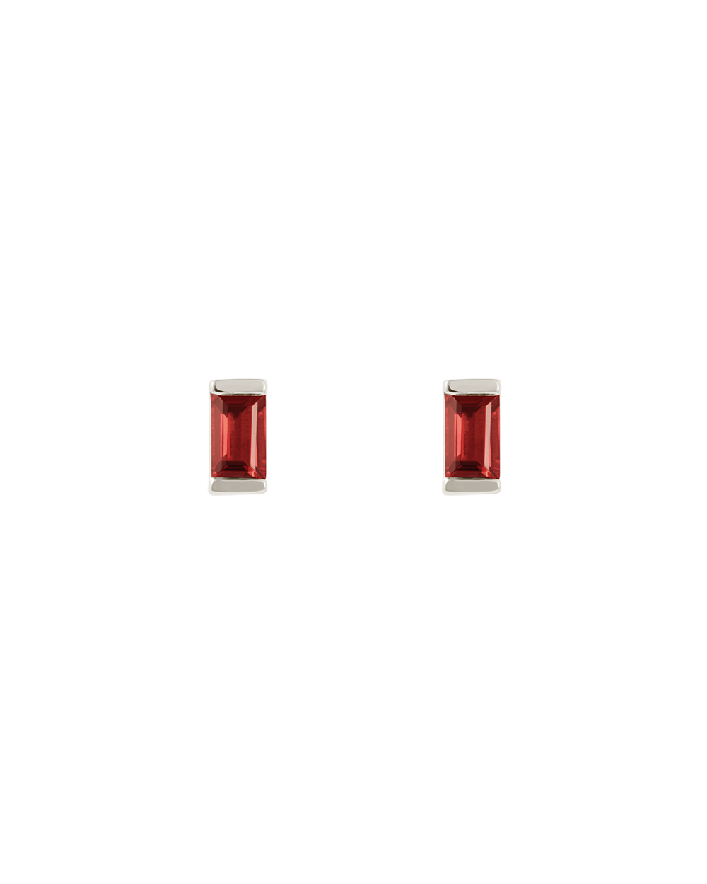 BAGUETTE BIRTHSTONE STUD GARNET | JANUARY