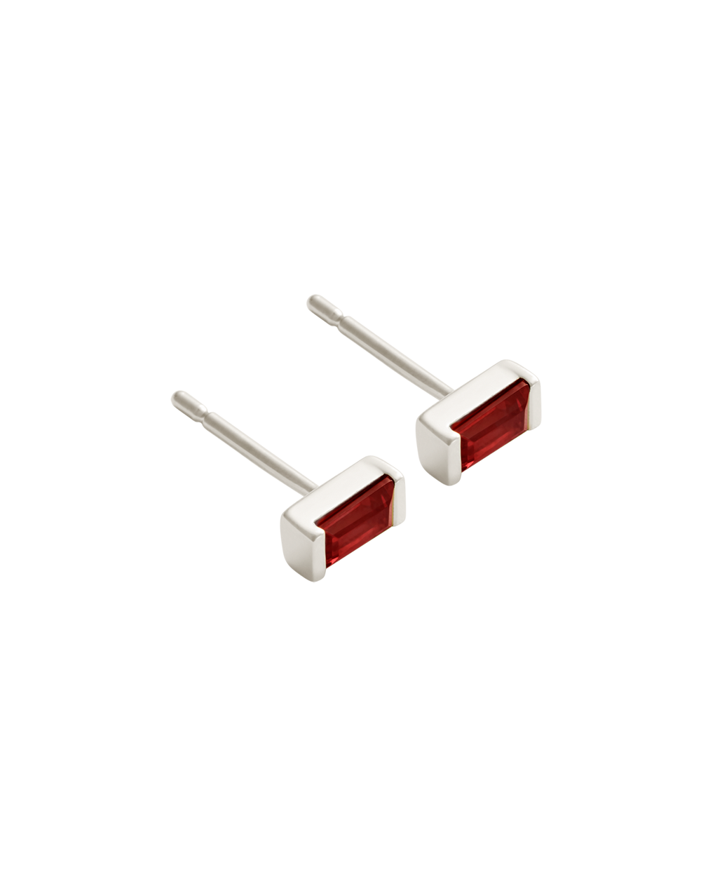 BAGUETTE BIRTHSTONE STUDS (STERLING SILVER)