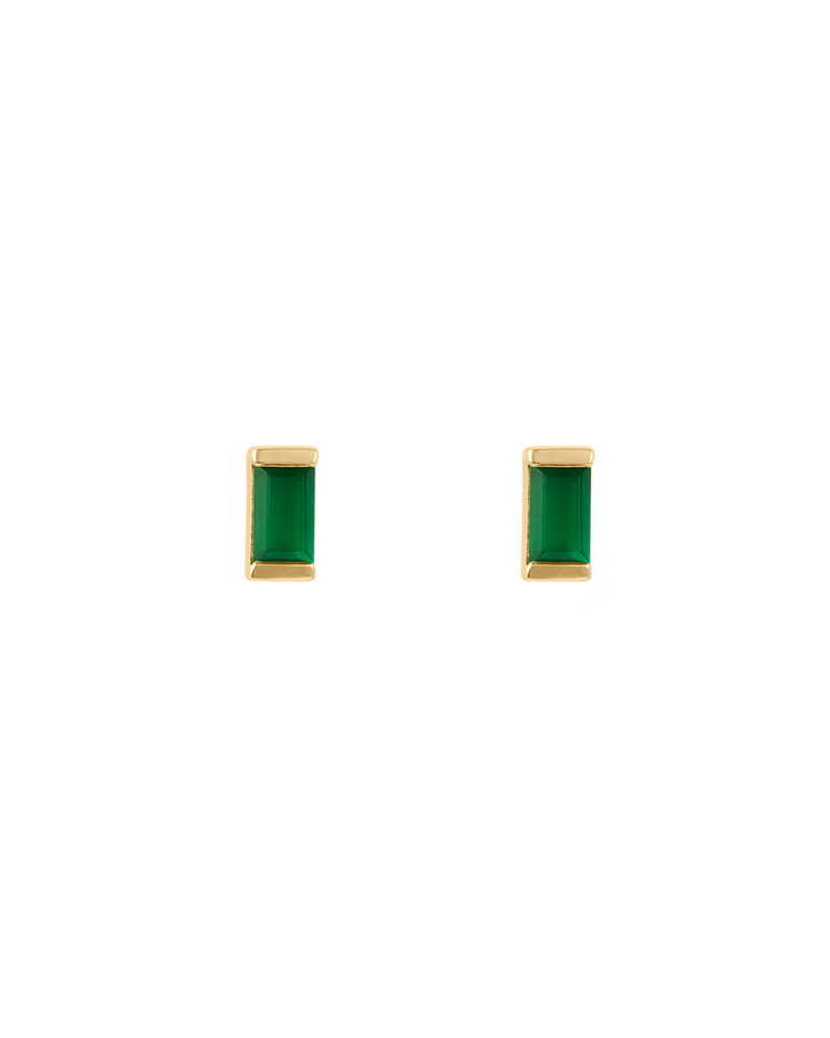 BAGUETTE BIRTHSTONE STUDS (18K GOLD PLATED)
