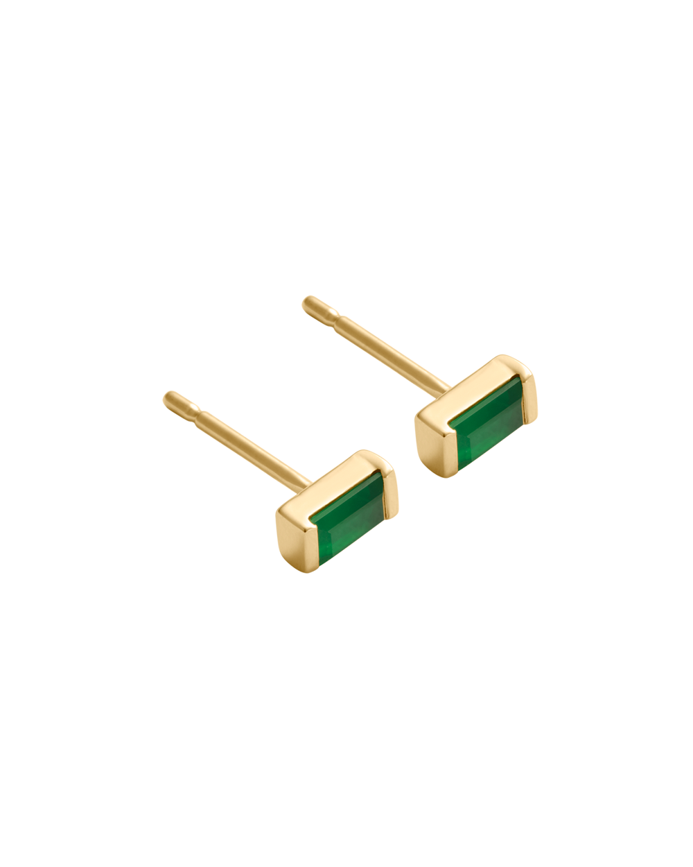 BAGUETTE BIRTHSTONE STUDS (18K GOLD PLATED)