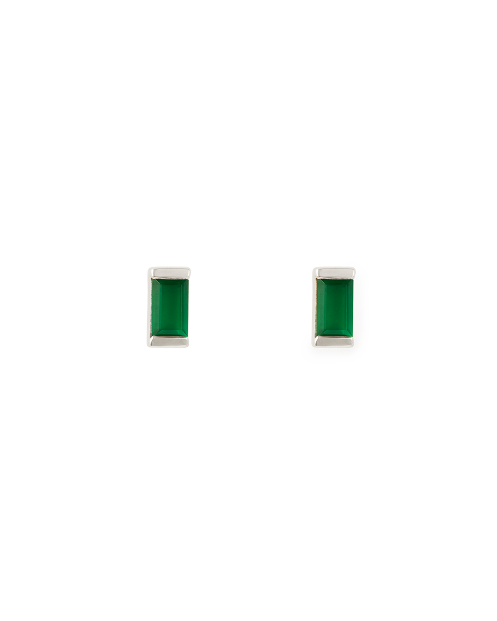 BAGUETTE BIRTHSTONE STUD GREEN ONYX | MAY