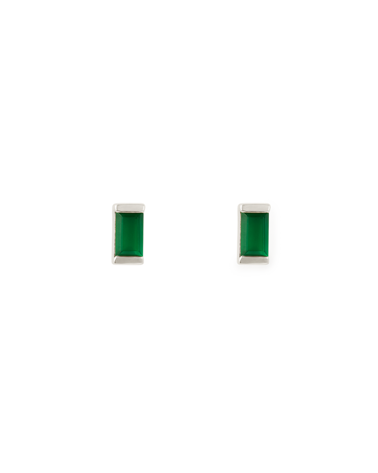 BAGUETTE BIRTHSTONE STUDS (STERLING SILVER) MAY