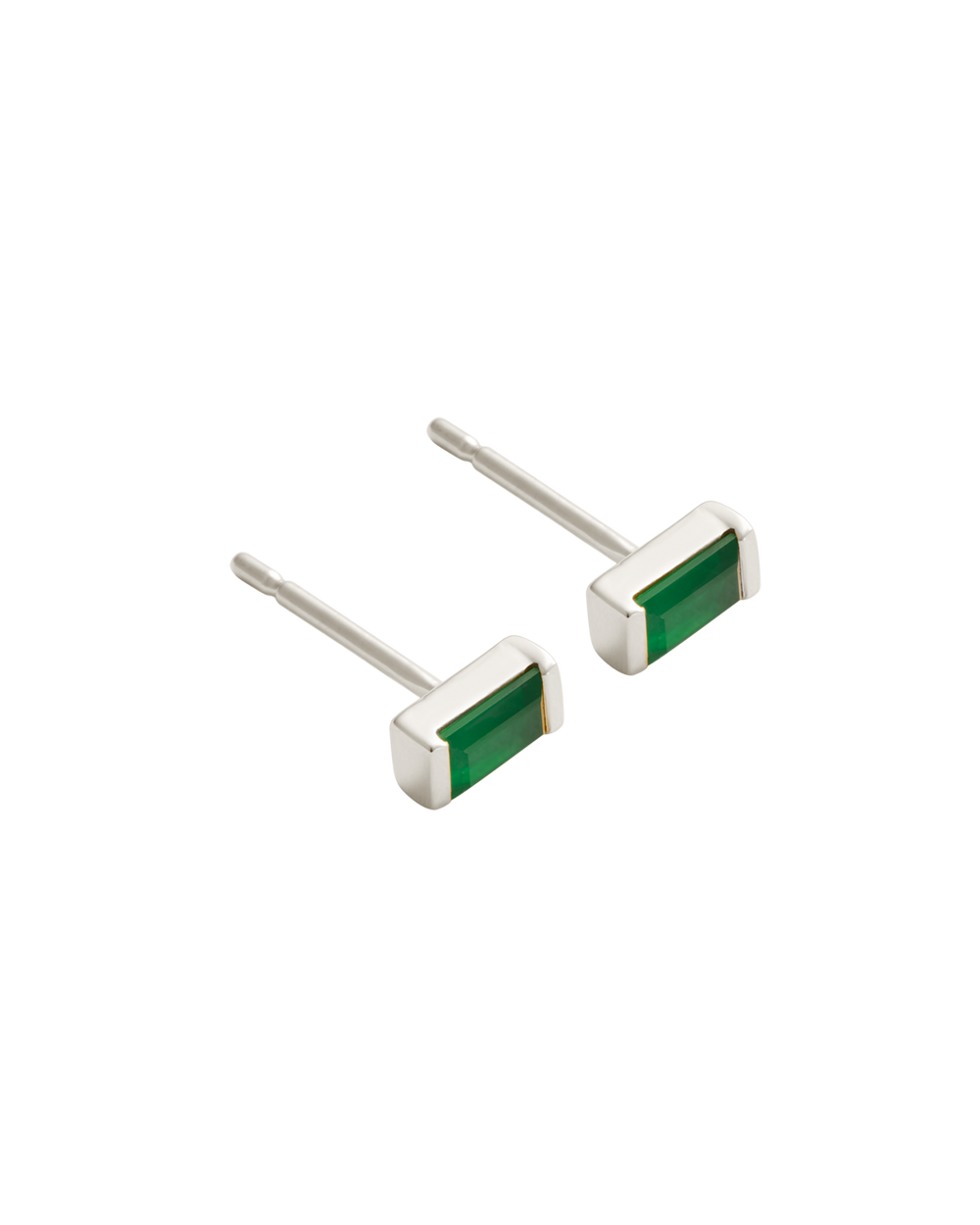 BAGUETTE BIRTHSTONE STUDS (STERLING SILVER)