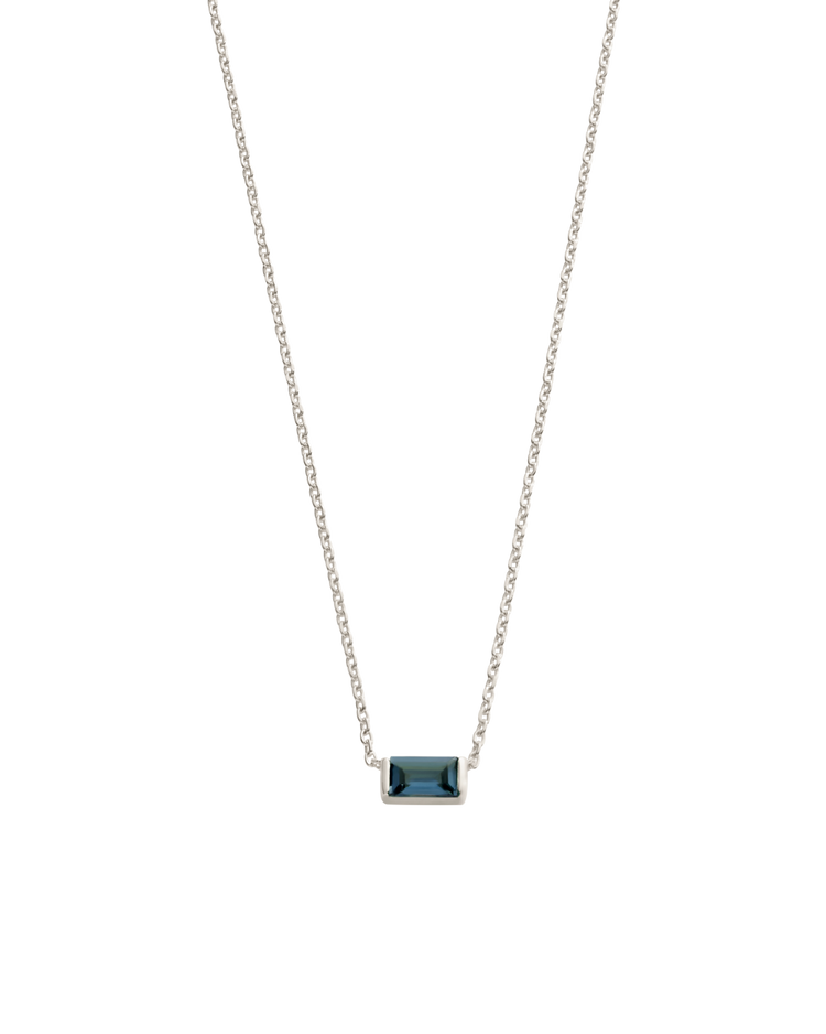 BAGUETTE BIRTHSTONE NECKLACE (STERLING SILVER)