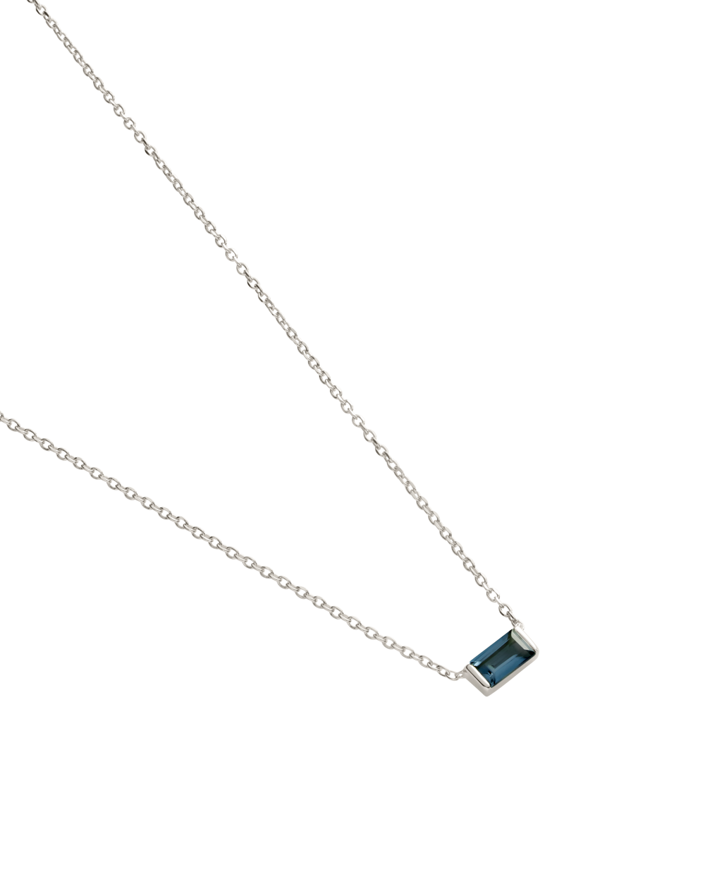 BAGUETTE BIRTHSTONE NECKLACE (STERLING SILVER)