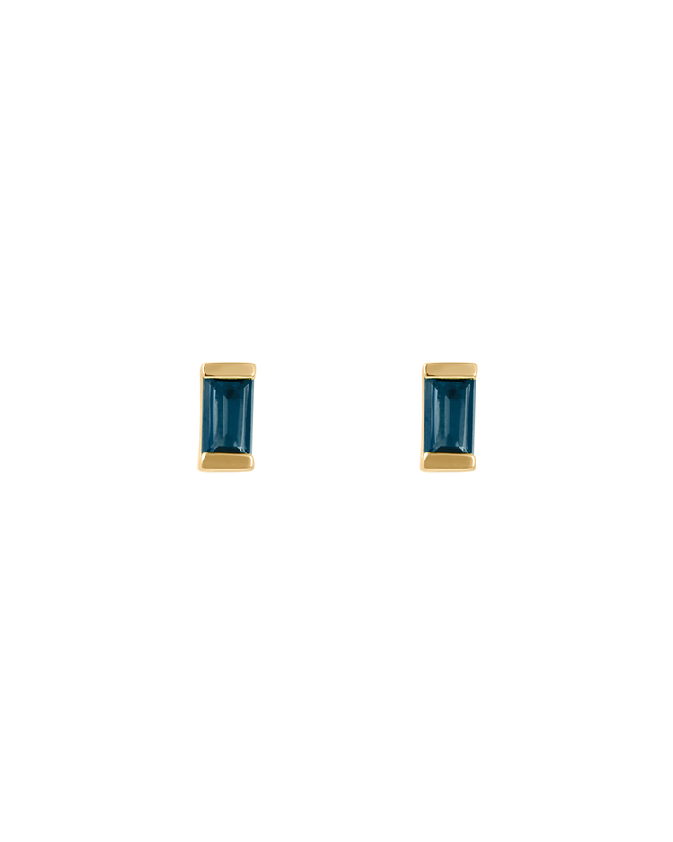 BAGUETTE BIRTHSTONE STUDS (18K GOLD PLATED)