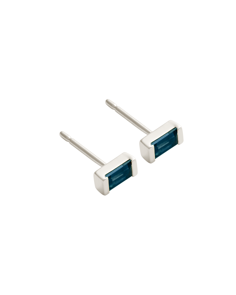 BAGUETTE BIRTHSTONE STUDS (STERLING SILVER)