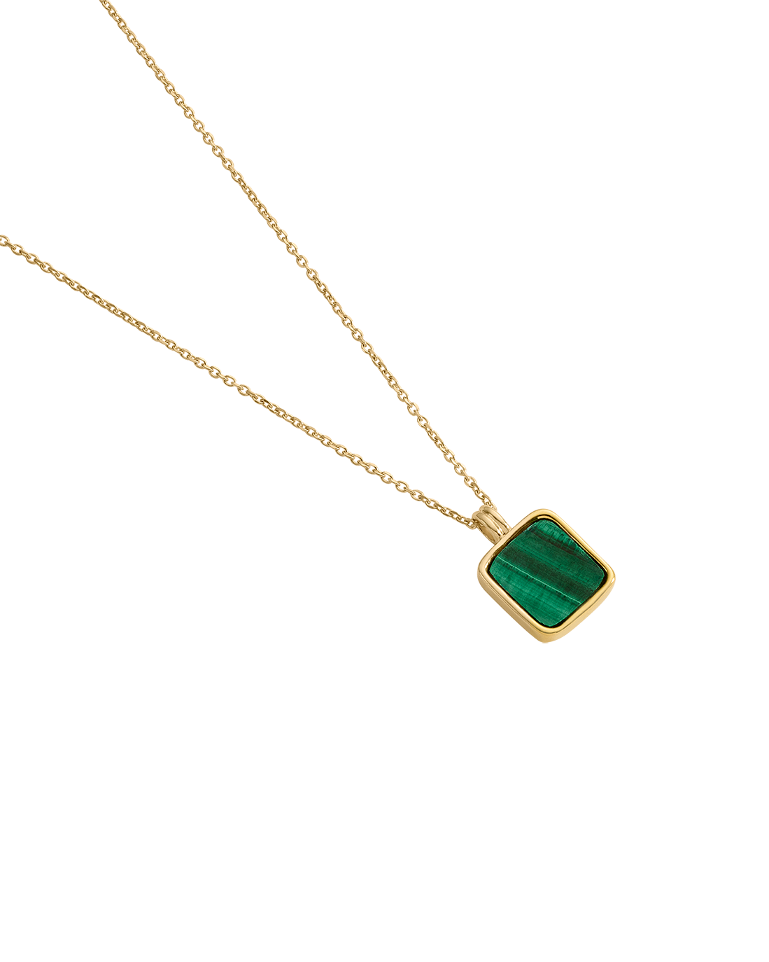 MALACHITE PENDANT NECKLACE (18K GOLD VERMEIL) IMAGE 4