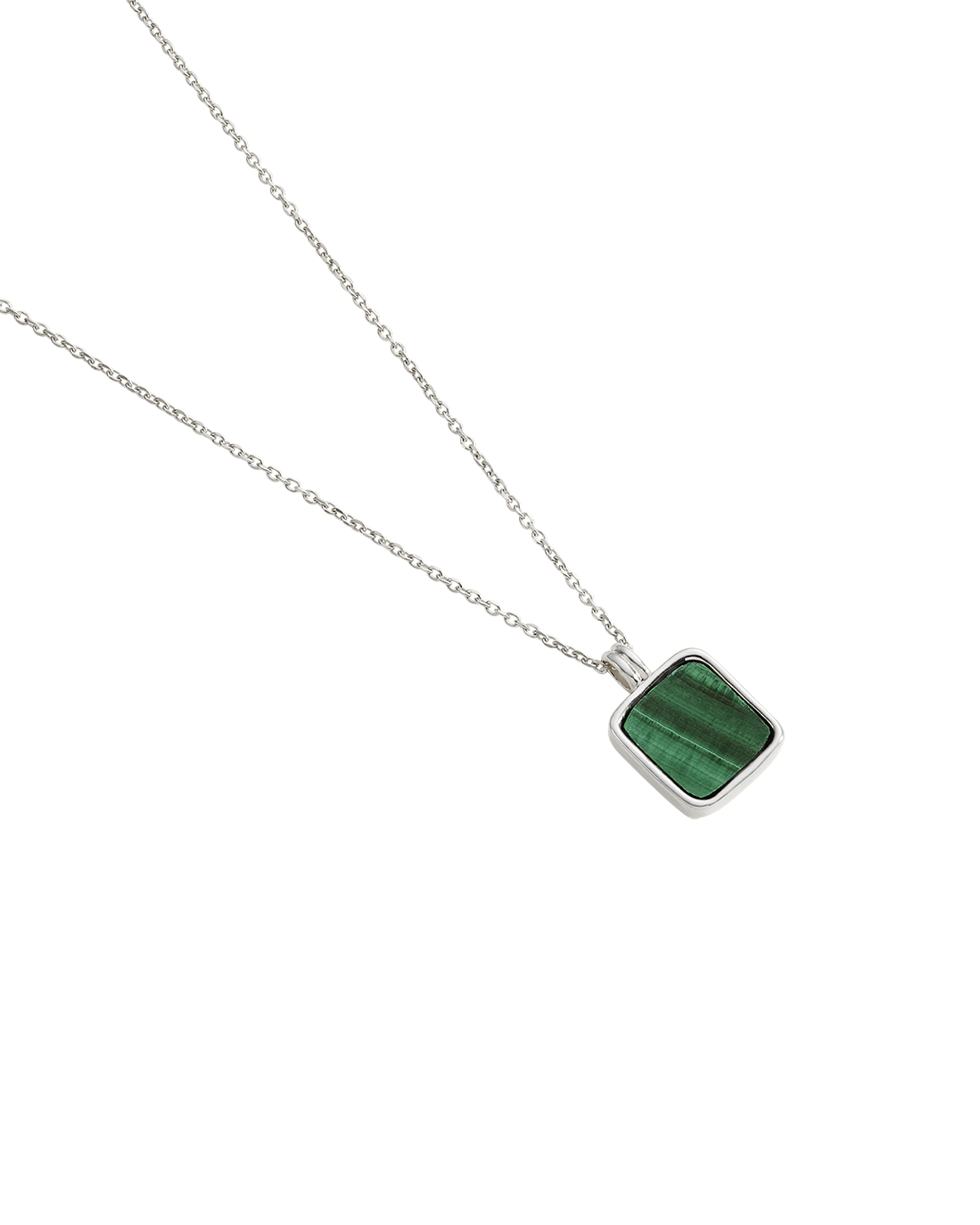 MALACHITE PENDANT NECKLACE (STERLING SILVER) IMAGE 4