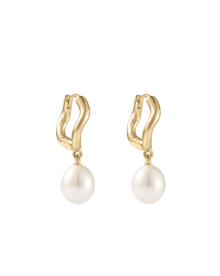 MARIS PEARL HOOPS (18K GOLD PLATED)