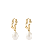 MARIS PEARL HOOPS (18K GOLD PLATED) IMAGE 1