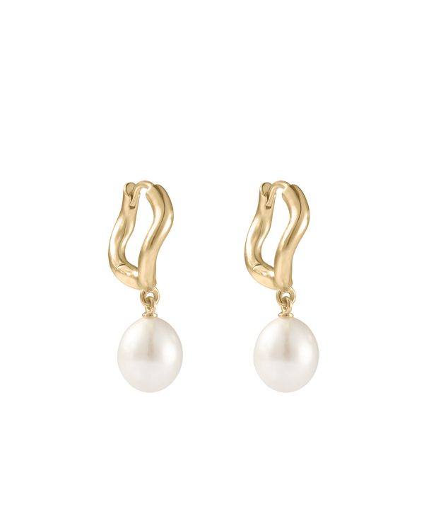MARIS PEARL HOOPS (18K GOLD PLATED) IMAGE 1