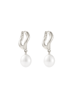 MARIS PEARL HOOPS (STERLING SILVER) IMAGE 1