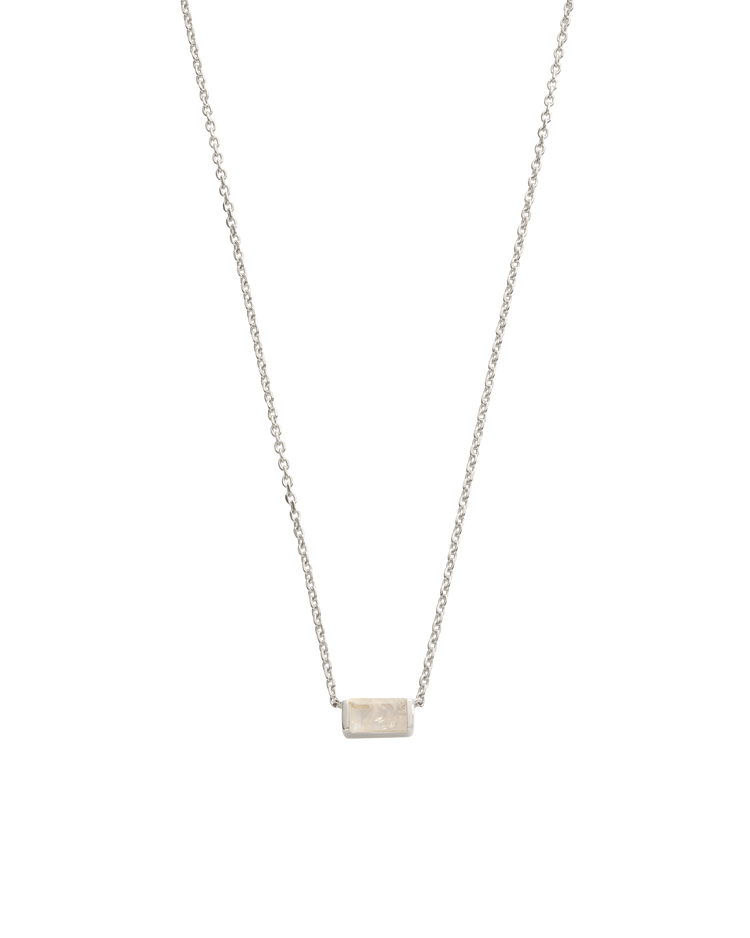 BAGUETTE BIRTHSTONE NECKLACE (STERLING SILVER)