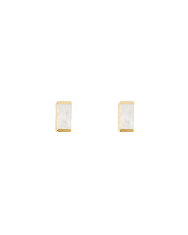 BAGUETTE BIRTHSTONE STUDS (18K GOLD PLATED)