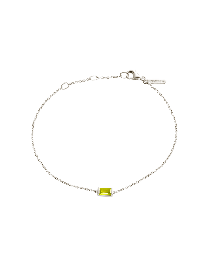 BAGUETTE BIRTHSTONE BRACELET (STERLING SILVER) AUGUST