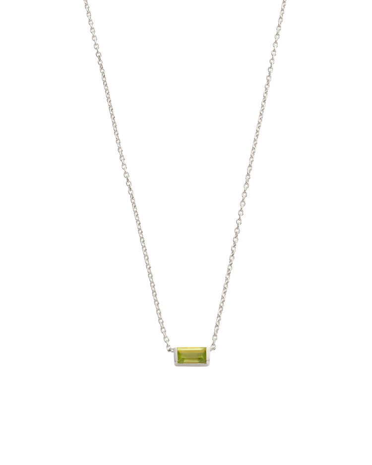 BAGUETTE BIRTHSTONE NECKLACE (STERLING SILVER)