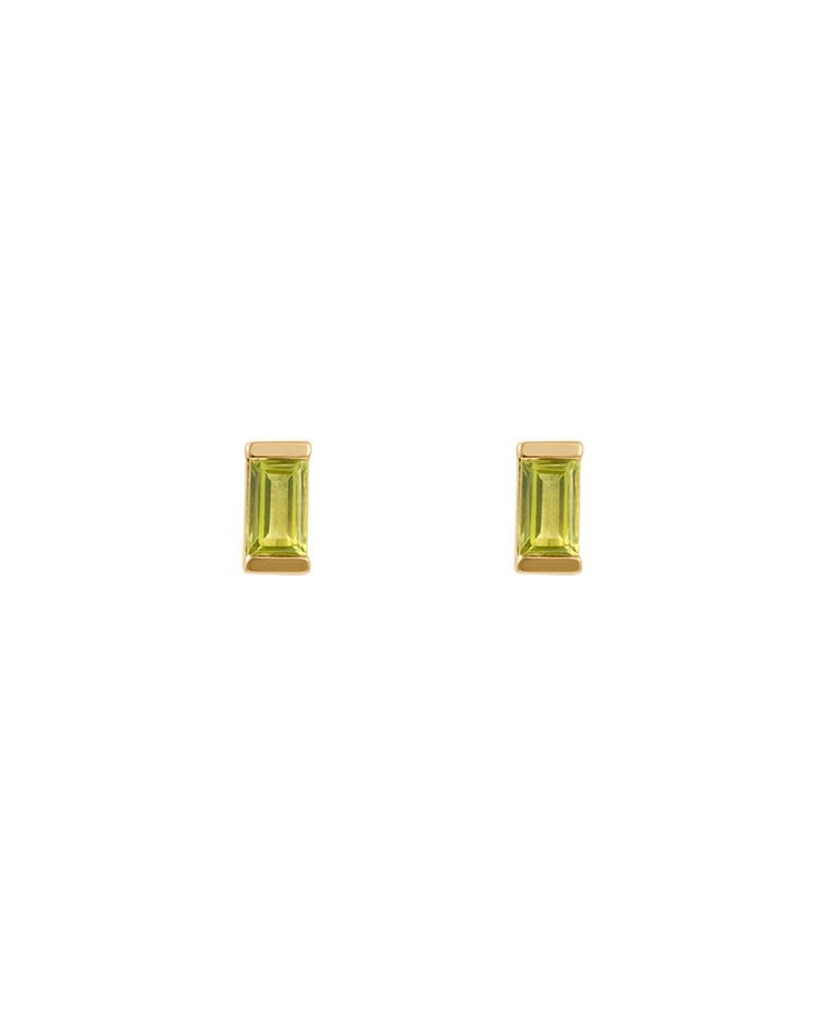 BAGUETTE BIRTHSTONE STUDS (18K GOLD PLATED)
