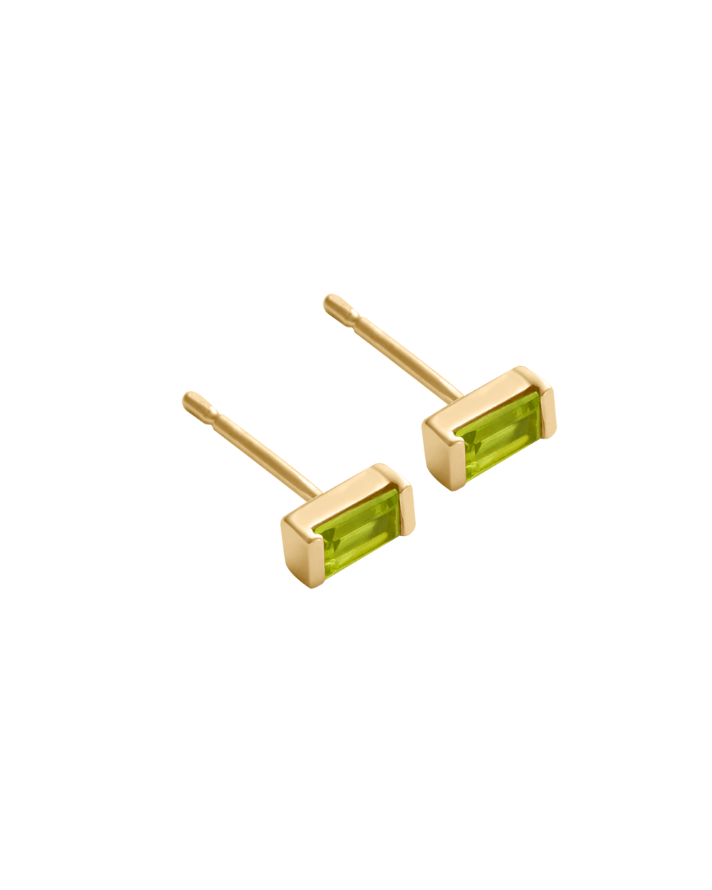 BAGUETTE BIRTHSTONE STUDS (18K GOLD PLATED)