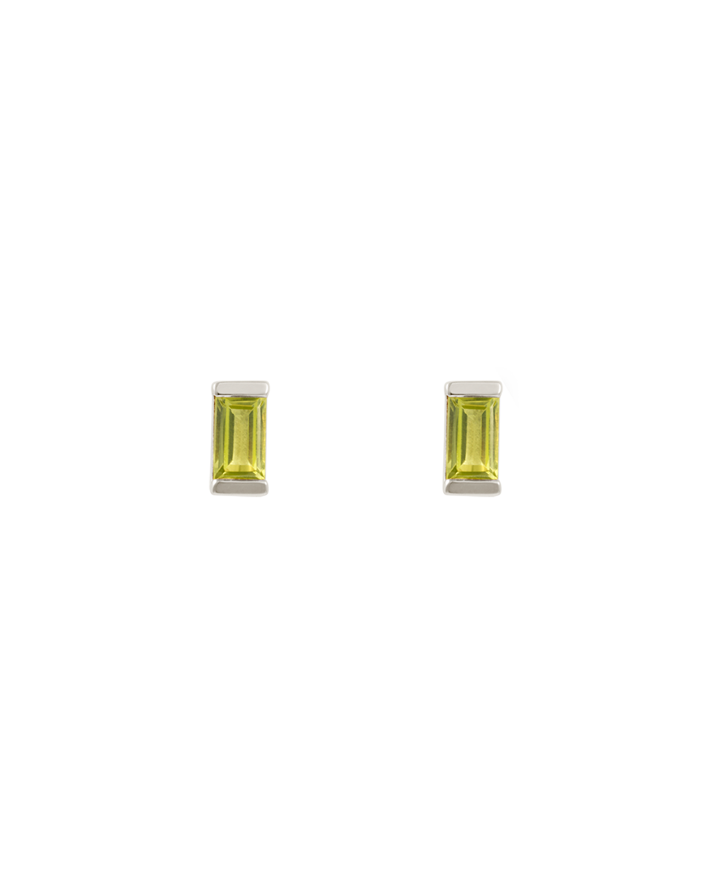 BAGUETTE BIRTHSTONE STUD PERIDOT | AUGUST