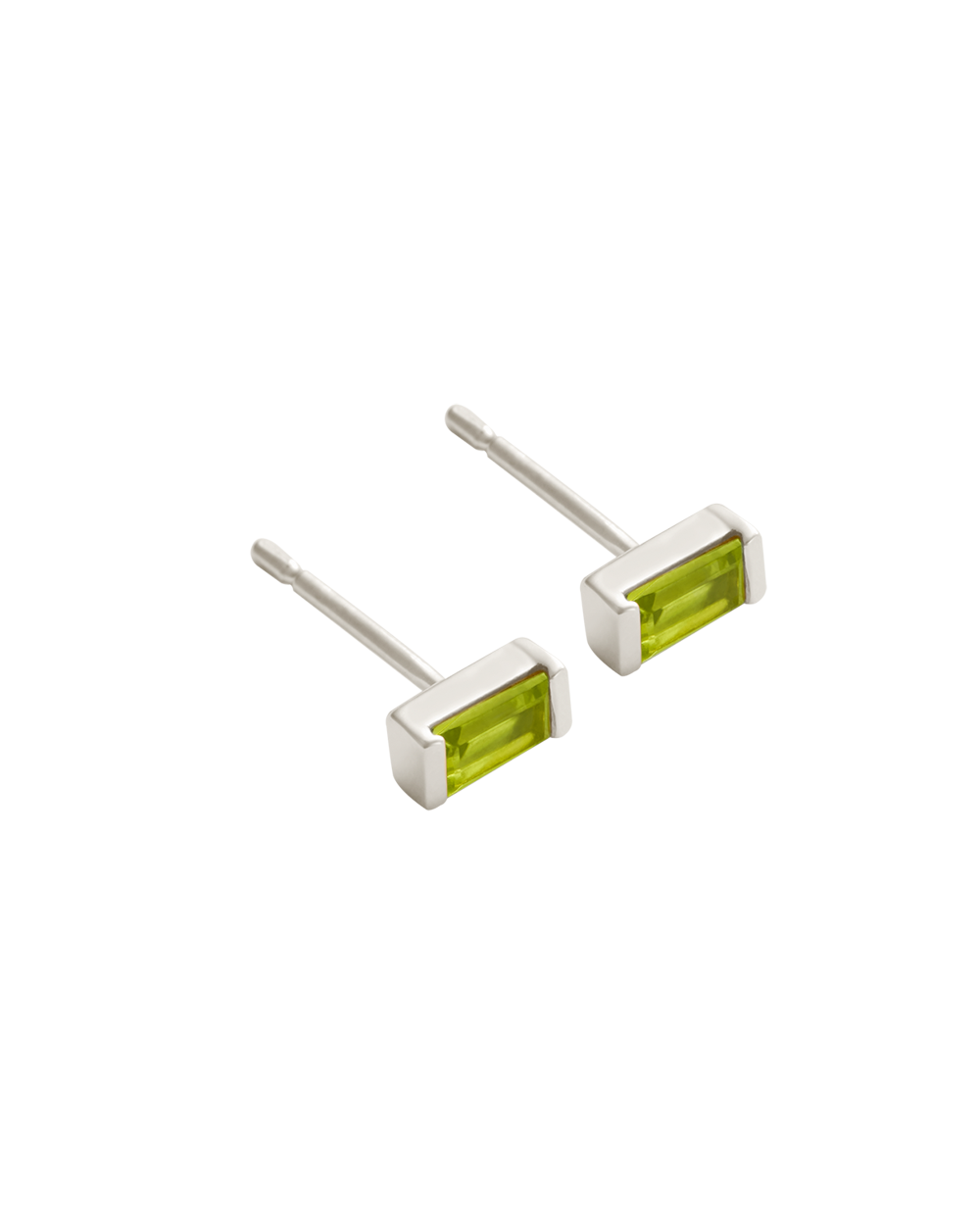 BAGUETTE BIRTHSTONE STUDS (STERLING SILVER)