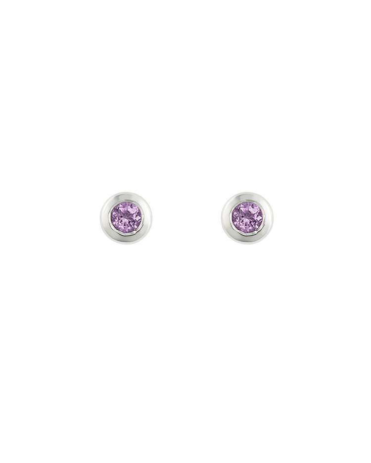 PETITE BIRTHSTONE STUDS (STERLING SILVER) FEBRUARY