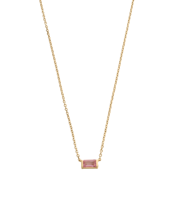 BAGUETTE BIRTHSTONE NECKLACE (18K GOLD VERMEIL)