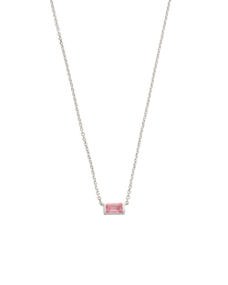 BAGUETTE BIRTHSTONE NECKLACE (STERLING SILVER) OCTOBER