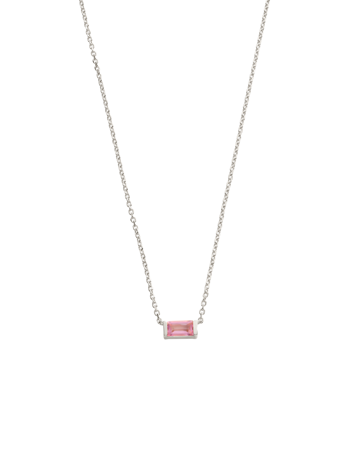 BAGUETTE BIRTHSTONE NECKLACE (STERLING SILVER) OCTOBER