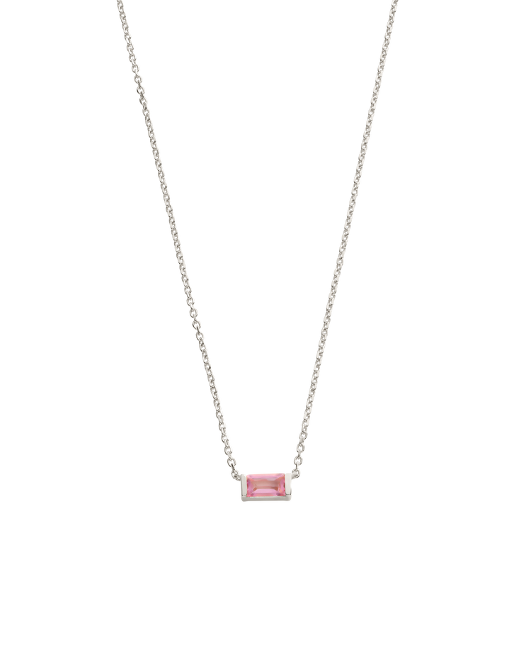 BAGUETTE BIRTHSTONE NECKLACE (STERLING SILVER) OCTOBER