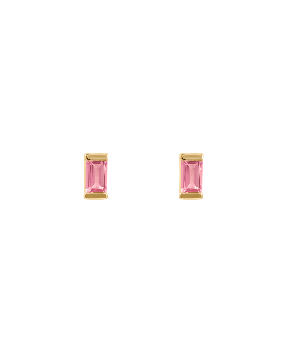 BAGUETTE BIRTHSTONE STUDS (18K GOLD PLATED)