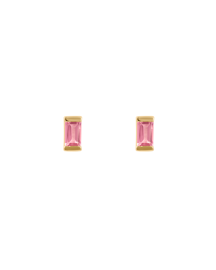 BAGUETTE BIRTHSTONE STUDS (18K GOLD PLATED) OCTOBER