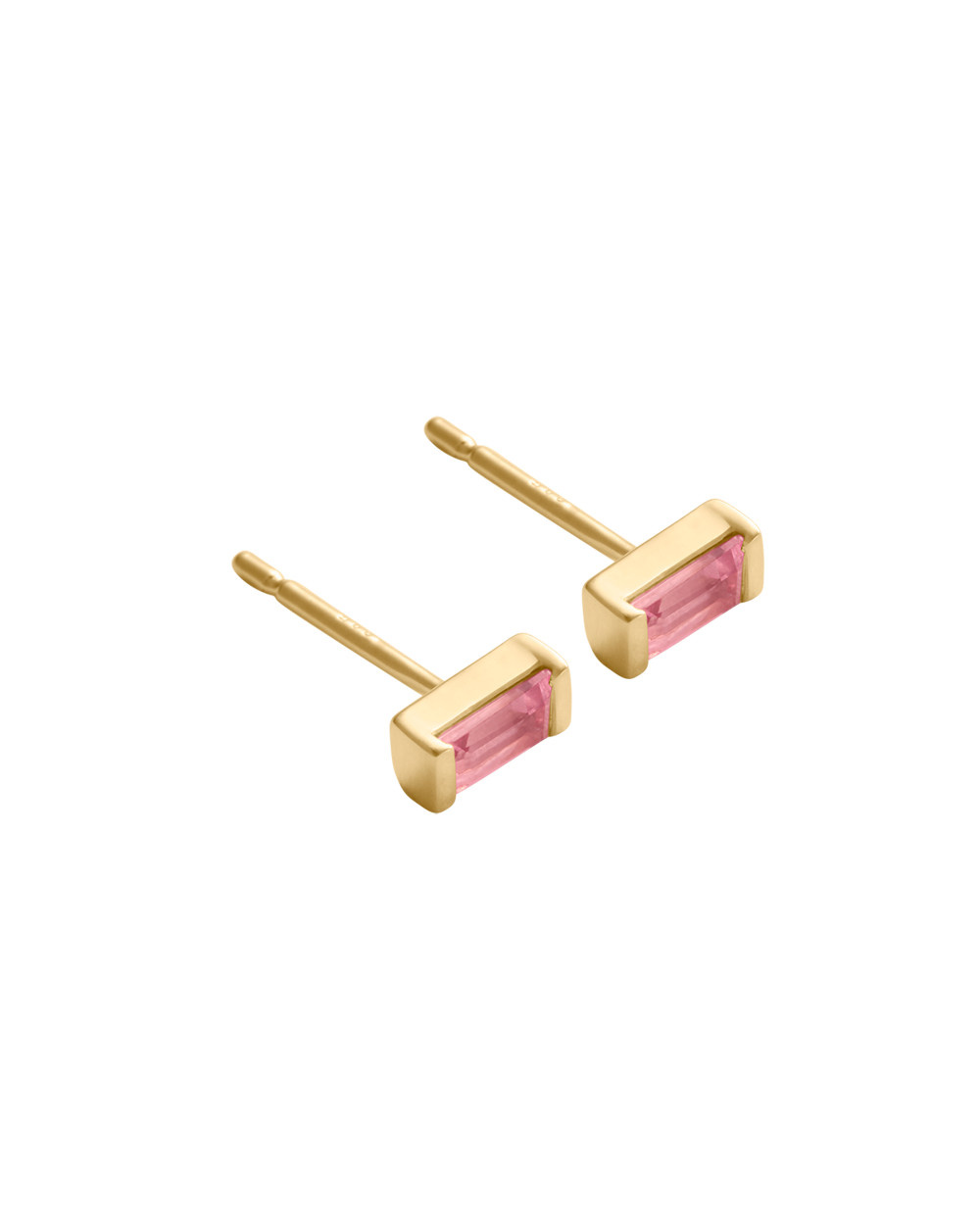 BAGUETTE BIRTHSTONE STUDS (18K GOLD PLATED)