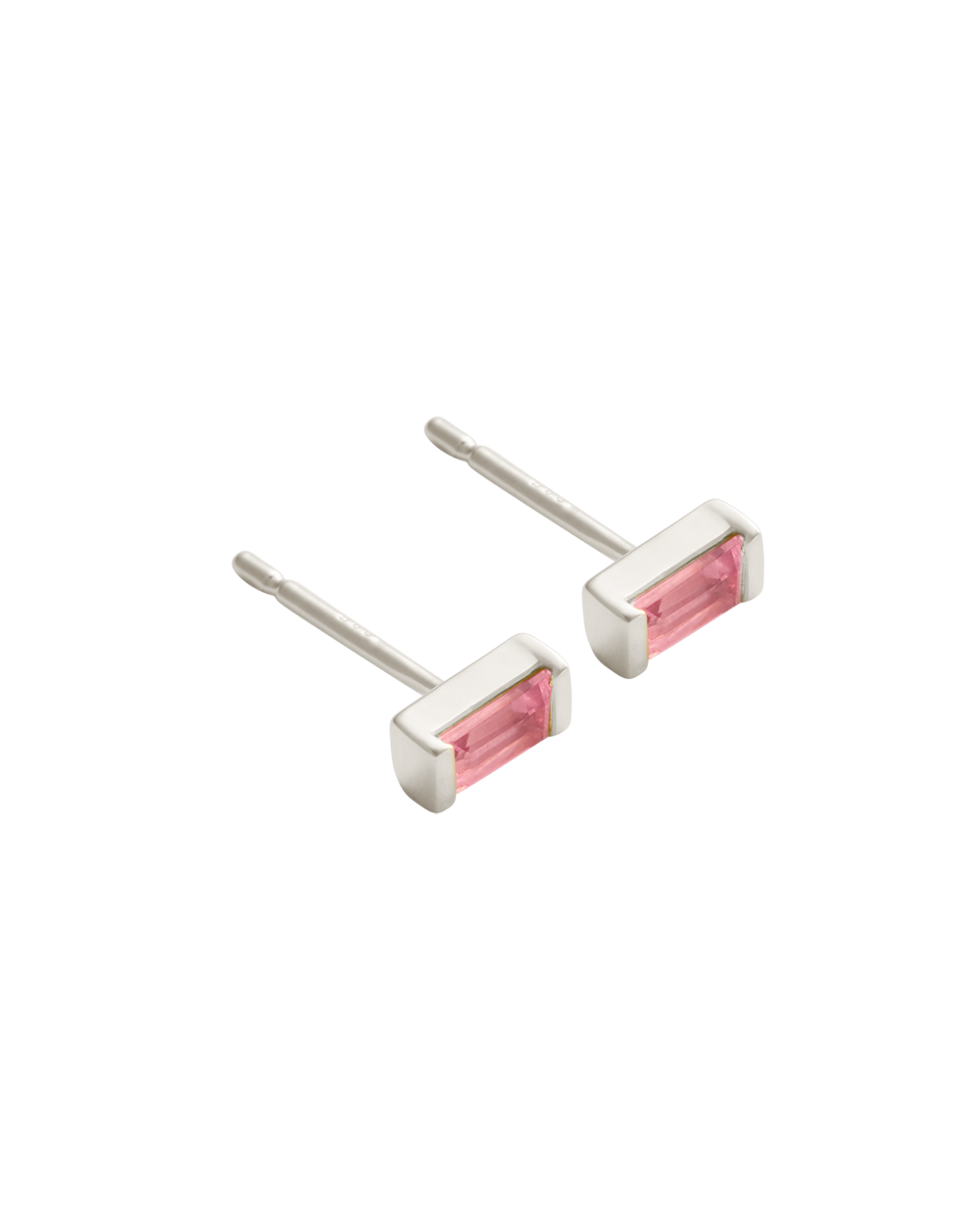 BAGUETTE BIRTHSTONE STUDS (STERLING SILVER)