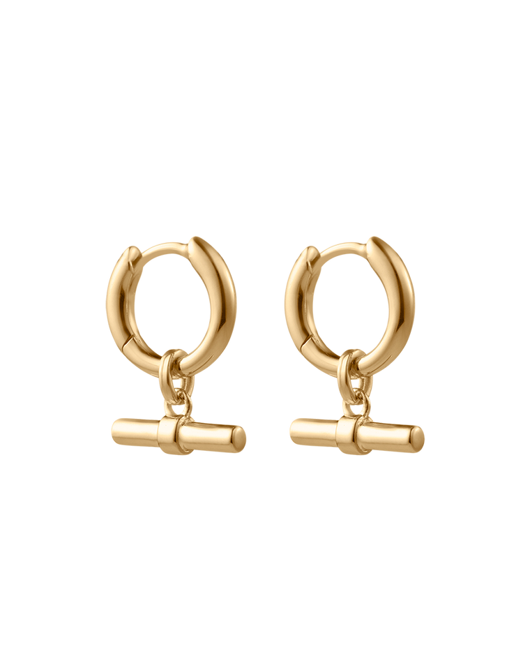 RHYTHM T-BAR HOOPS (18K GOLD PLATED)