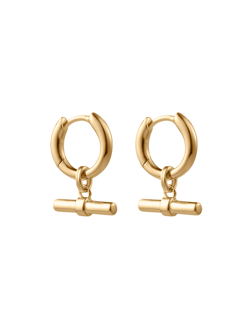 RHYTHM T-BAR HOOPS (18K GOLD PLATED) IMAGE 1