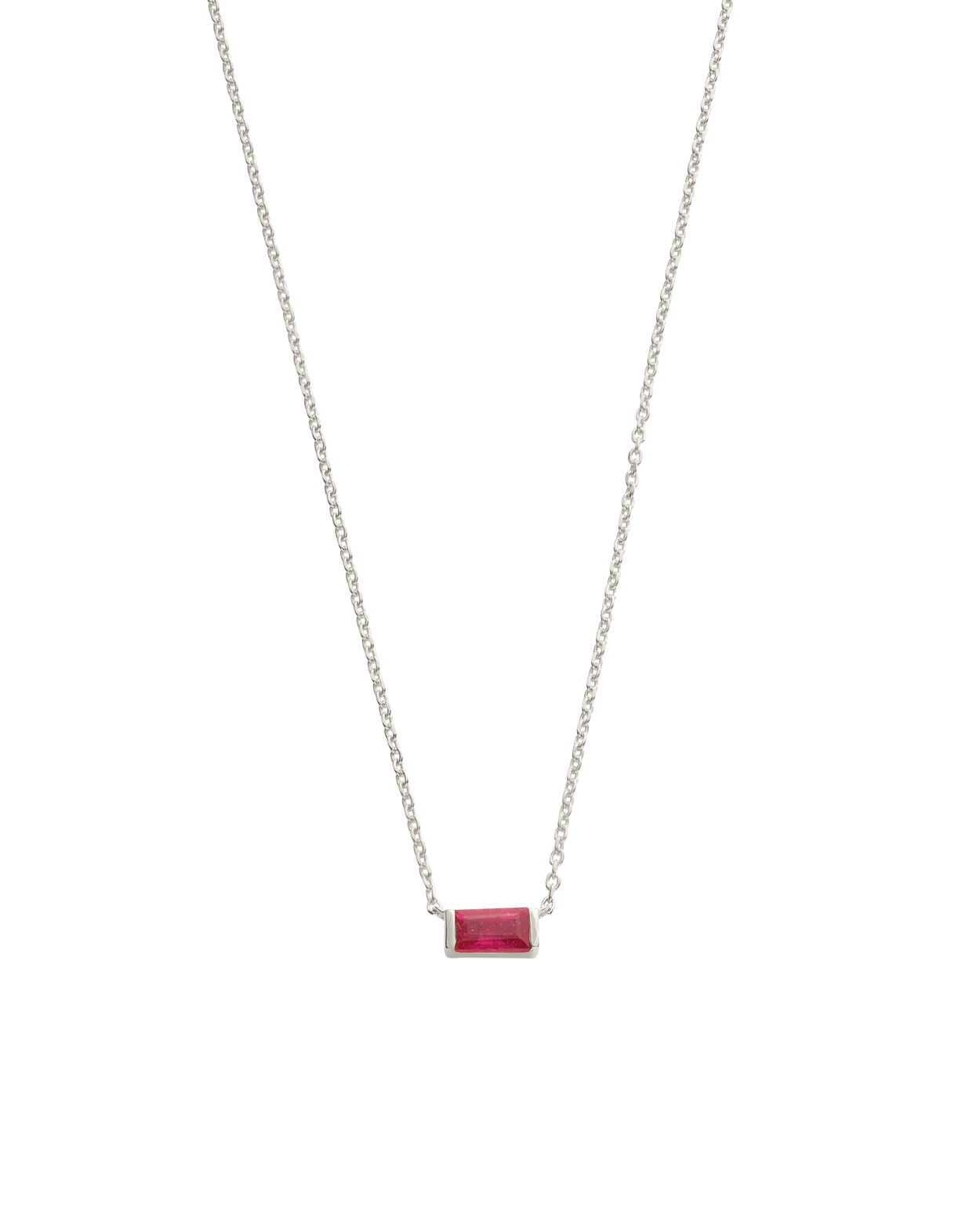 BAGUETTE BIRTHSTONE NECKLACE (STERLING SILVER) RUBY